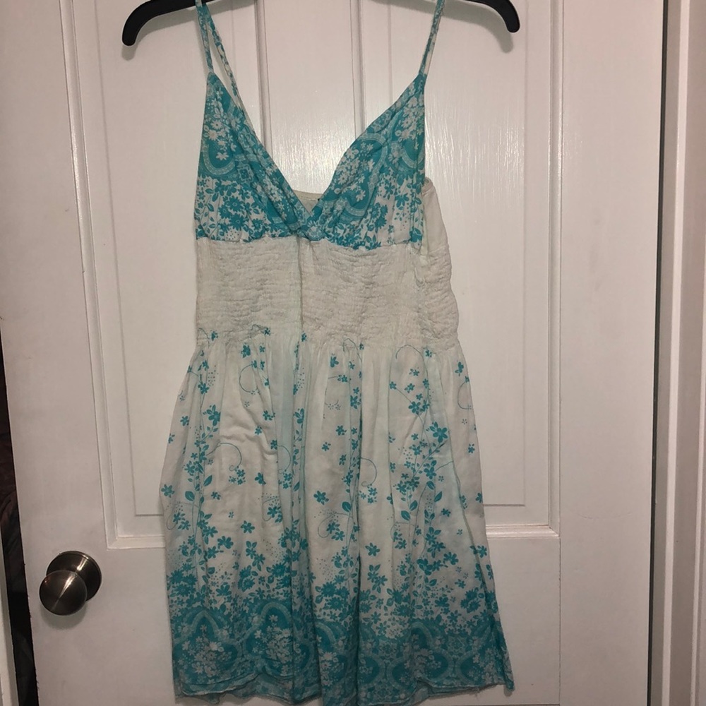 Blue and white flowered dress